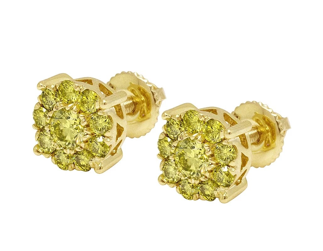 CANARY DIAMOND CLUSTER STUD EARRINGS - 2