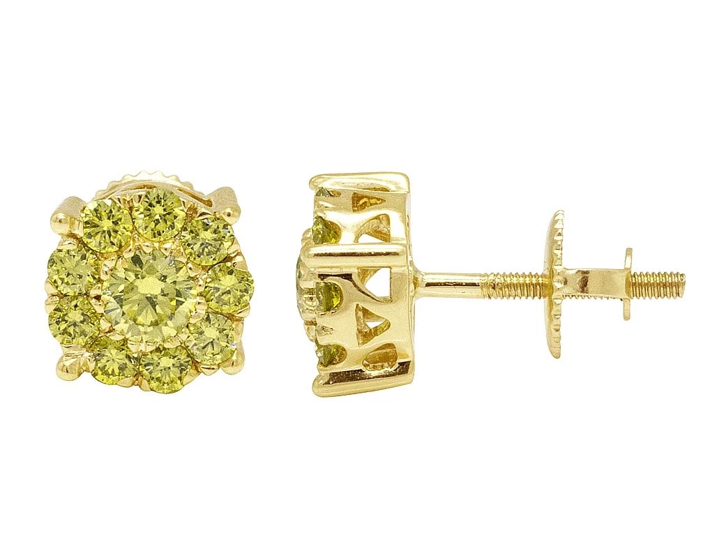 CANARY DIAMOND CLUSTER STUD EARRINGS - 3