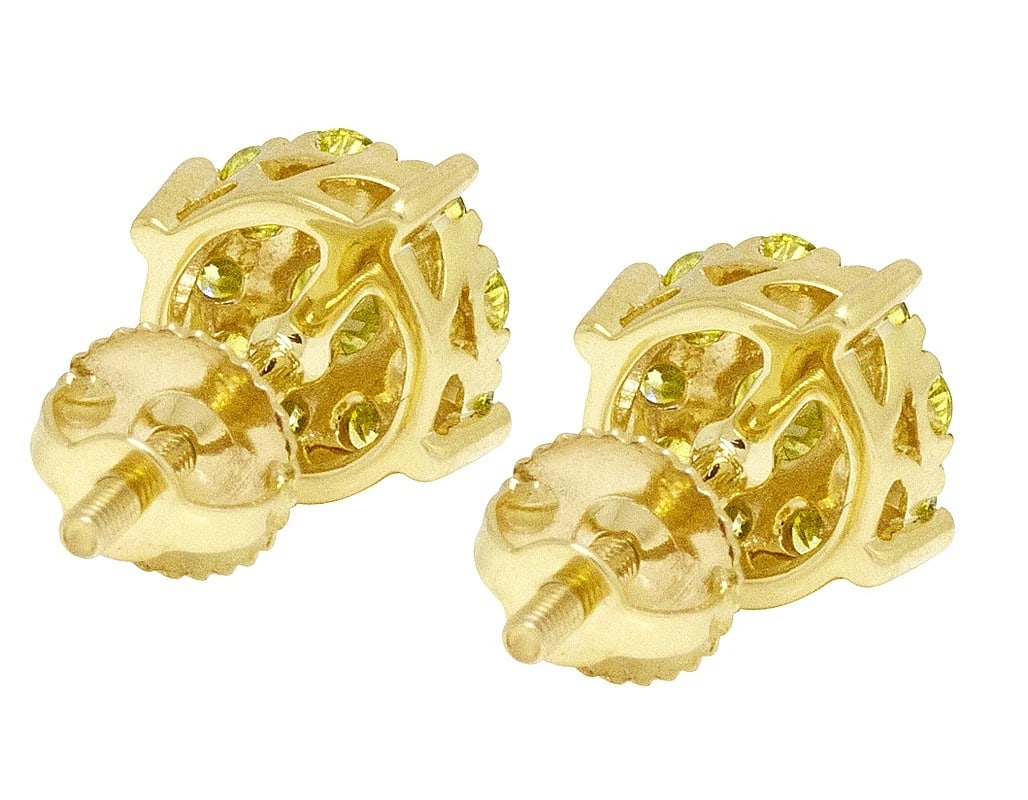 CANARY DIAMOND CLUSTER STUD EARRINGS - 4