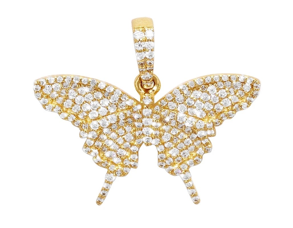 BUTTERFLY REAL DIAMOND PENDANT 10K YELLOW GOLD (1 of 2)