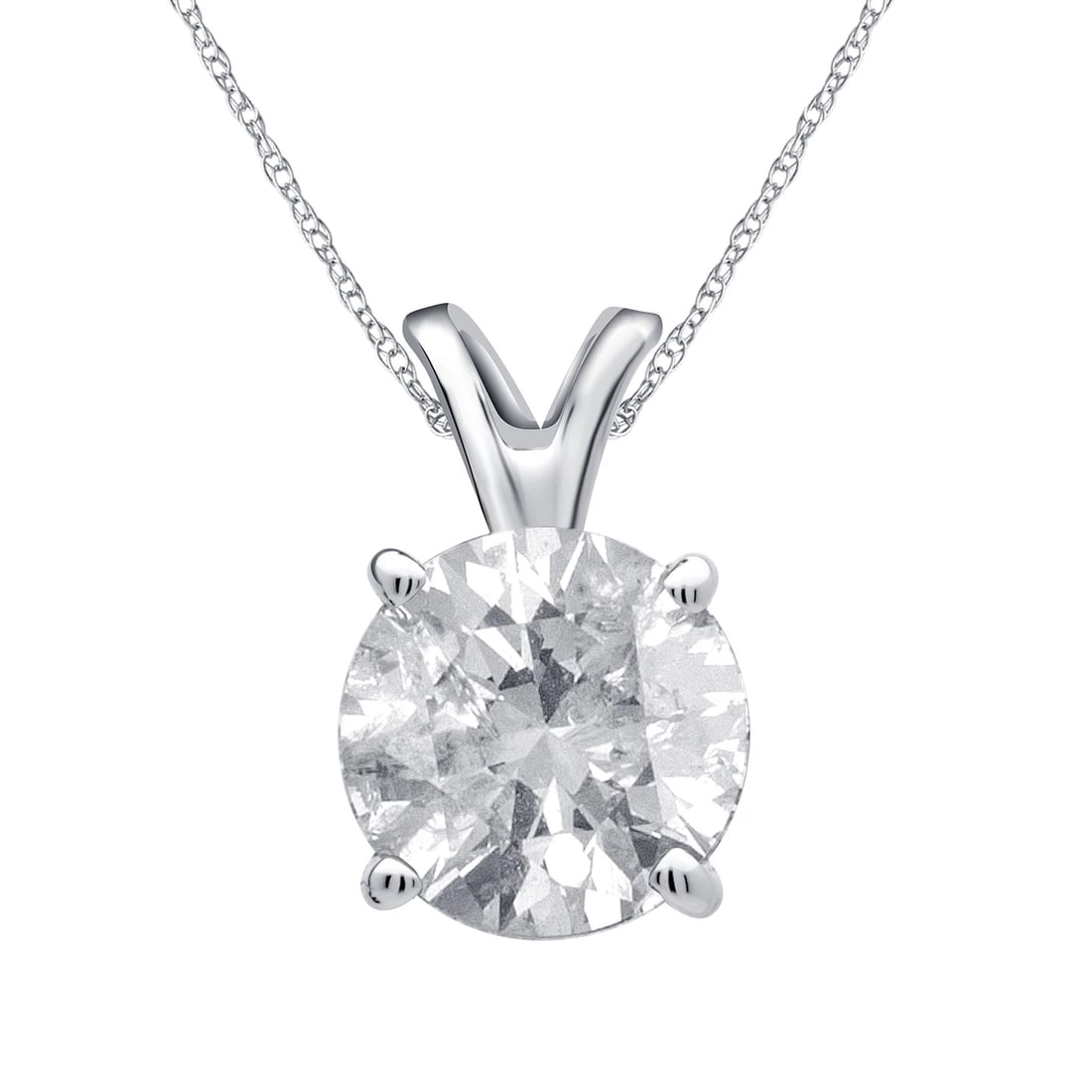 14K WHITE GOLD ROUND GENUINE DIAMOND SOLITAIRE PENDANT CHAIN: 14k White Gold Round Genuine Diamond Solitaire Pendant Chain Brand: None Type: Necklace Material: 14k White Gold, Main Stone/Creation Natural Color: White Gold Size: Dimension 9MM 