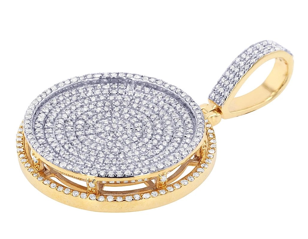 ROTATING ELEVATED-CENTER ICED DIAMOND PENDANT - 2