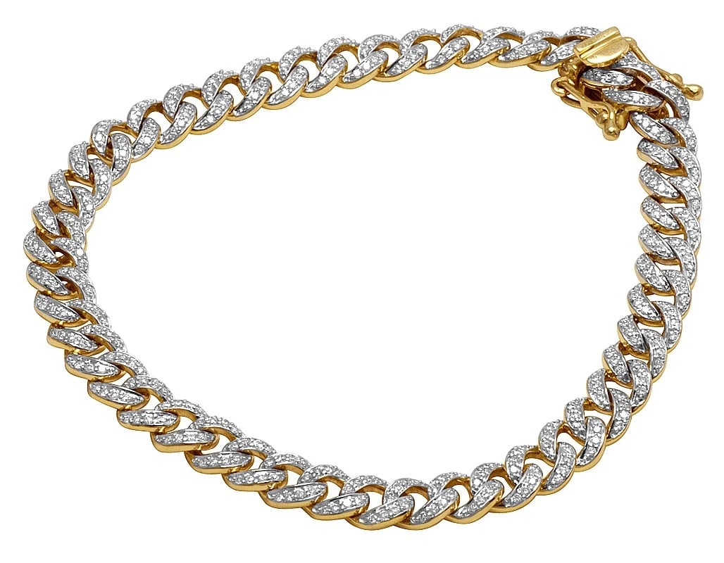 CUBAN LINK CHAIN BRACELET REAL DIAMOND 10K YELLOW GOLD: Cuban Link Chain Bracelet Real Diamond 10K Yellow Gold Brand: None Type: Bracelet Material: 10k Yellow Gold, Main Stone/Creation Natural Color: Yellow Gold Size: Dimension 6.5mm, 8.5 inches Acces