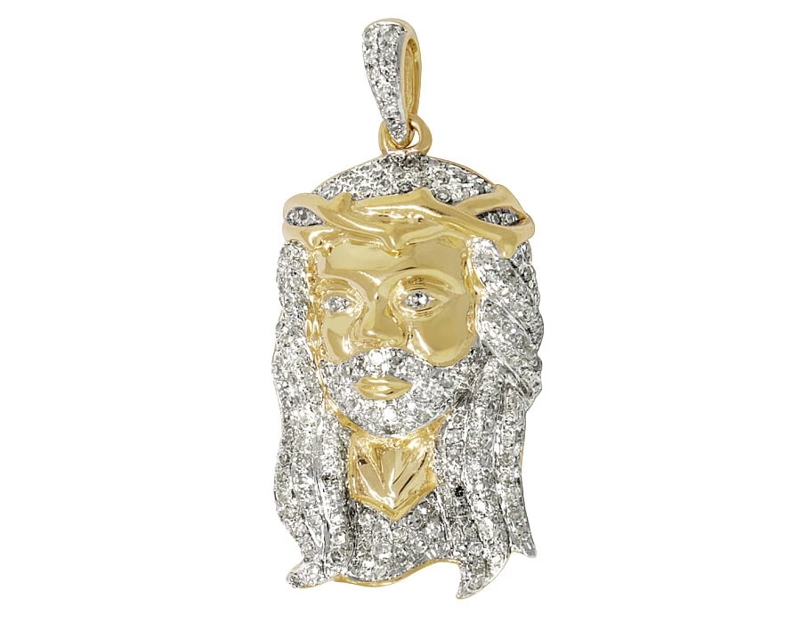 JESUS FACE HEAD PIECE DIAMONDS CHARM PENDANT (1 of 4)