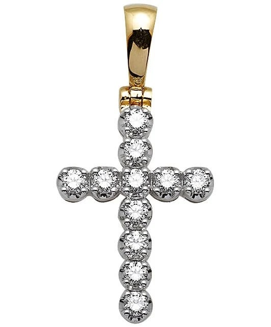 ONE ROW CROSS GENUINE DIAMOND PENDANT CHARM (1 of 2)