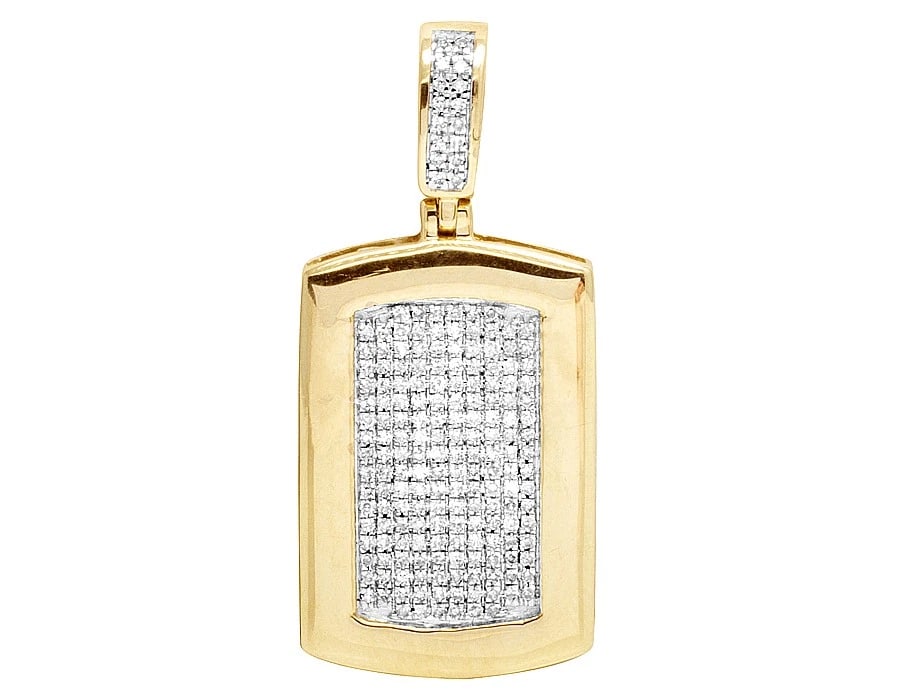 GENUINE DIAMOND 10K YELLOW GOLD DOGTAG PENDANT CHARM (1 of 3)