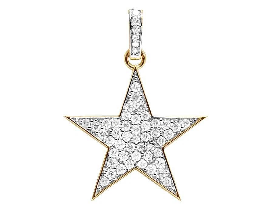 10K YELLOW GOLD FIVE POINT STAR GENUINE DIAMOND PENDANT CHARM (1 of 6)