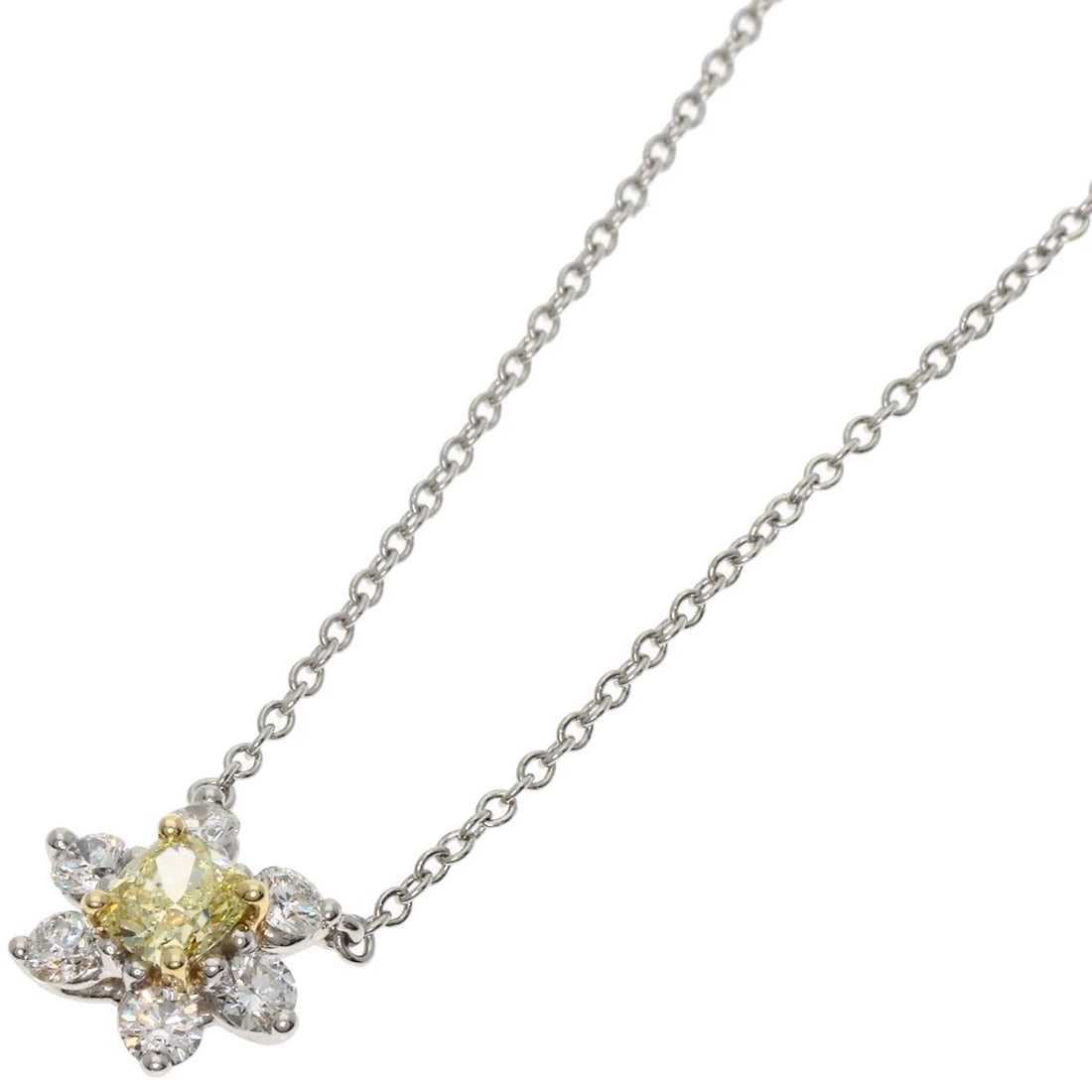 TIFFANY&CO. BUTTER CUP YELLOWDIAMOND NECKLACE: TIFFANY&Co. Butter Cup YellowDiamond Necklace Brand: TIFFANY&Co. Type: Necklace Material: Platinum PT950, Main Stone/Creation Natural Color: Exterior Color Silver Size: Chain