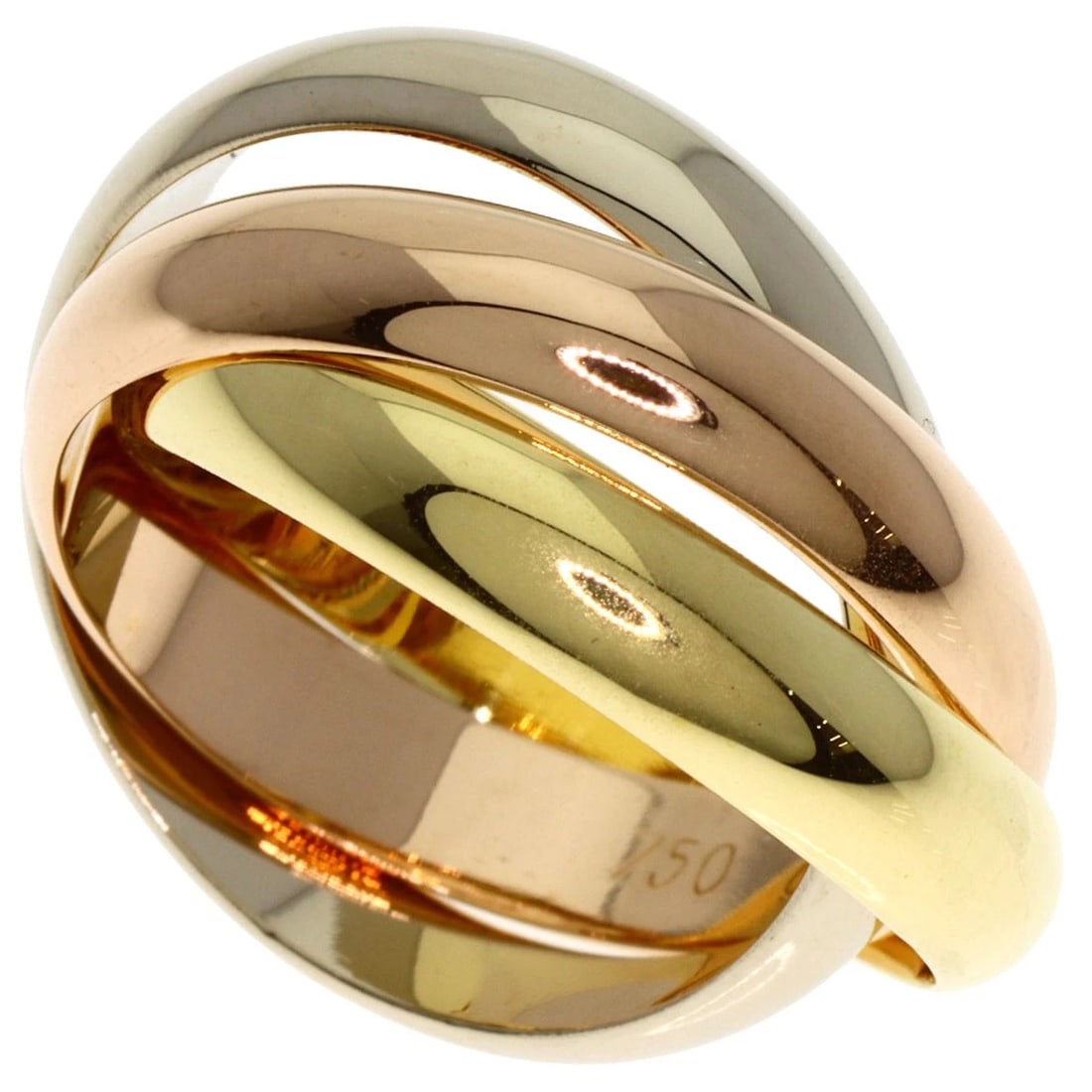 CARTIER TRINITY RING K18 YELLOW GOLD K18 WHITE GOLD: CARTIER Trinity Ring K18 Yellow Gold K18 White Gold Brand: CARTIER Type: Ring Material: K18 Yellow Gold/K18 White Gold/18K Pink Gold, Color: Exterior Color Gold Size: 5.25 (US) Accessories:
