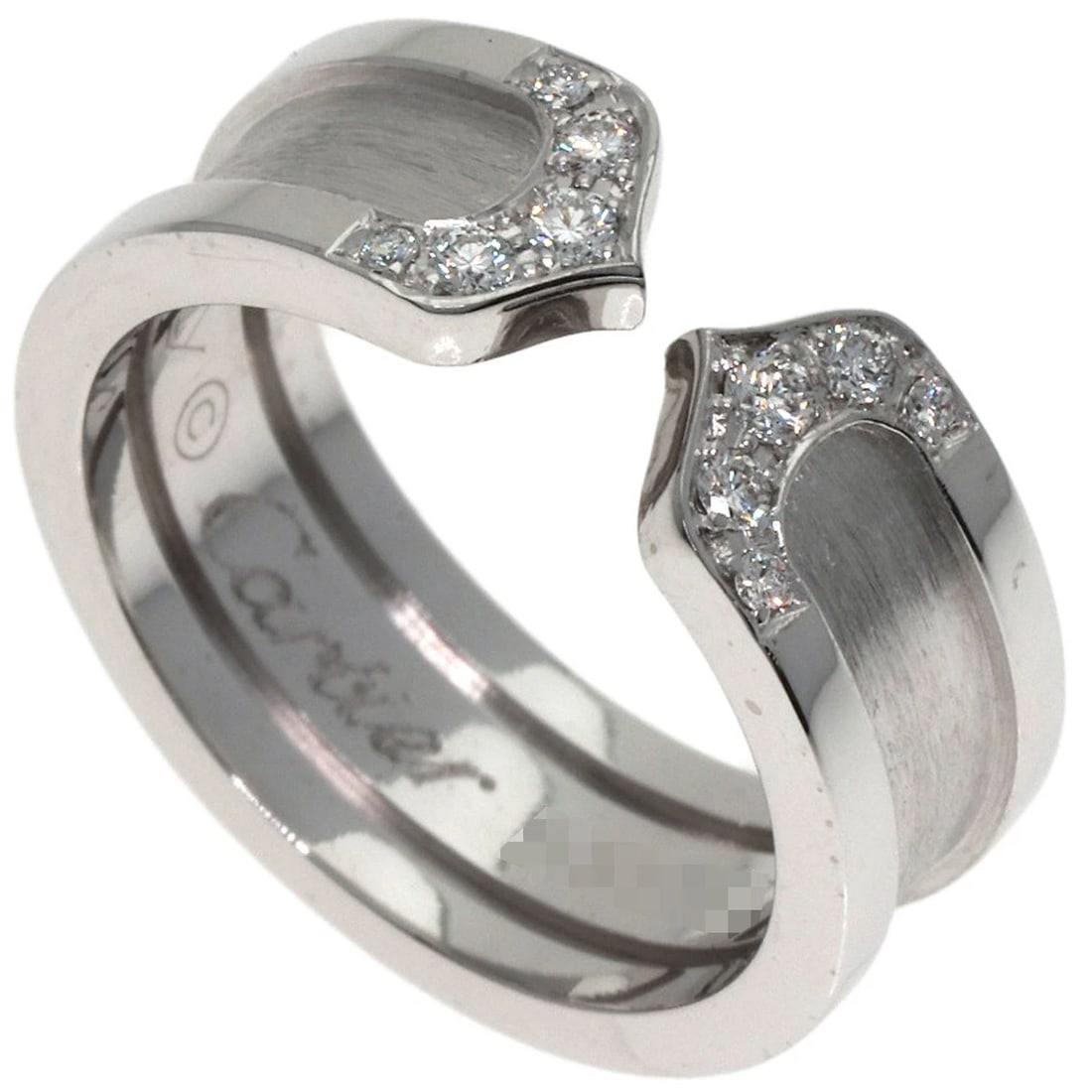 CARTIER C2 RING SM DIAMOND RING K18 WHITE GOLD: CARTIER C2 Ring SM Diamond Ring K18 White Gold Brand: CARTIER Type: Ring Material: K18 White Gold, Main Stone/Creation Natural Color: Exterior Color Silver Size: 4.5 (US) Accessories: None