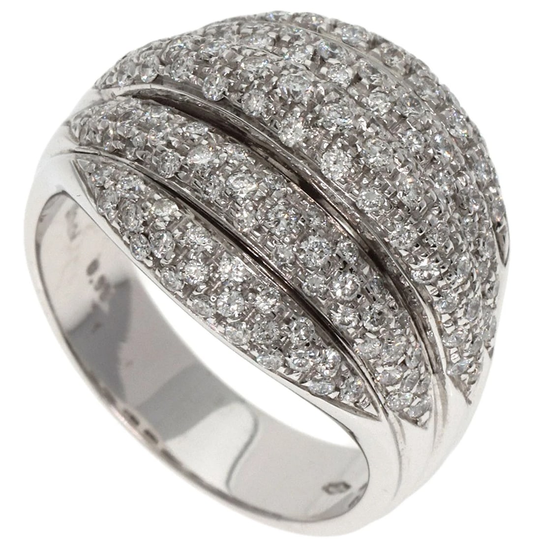 DAMIANI DIAMOND RING K18 WHITE GOLD: Damiani Diamond Ring K18 White Gold Brand: Damiani Type: Ring Material: K18 White Gold, Main Stone/Creation Natural Color: Exterior Color Silver Size: 6.75 (US) Accessories: None Accessori