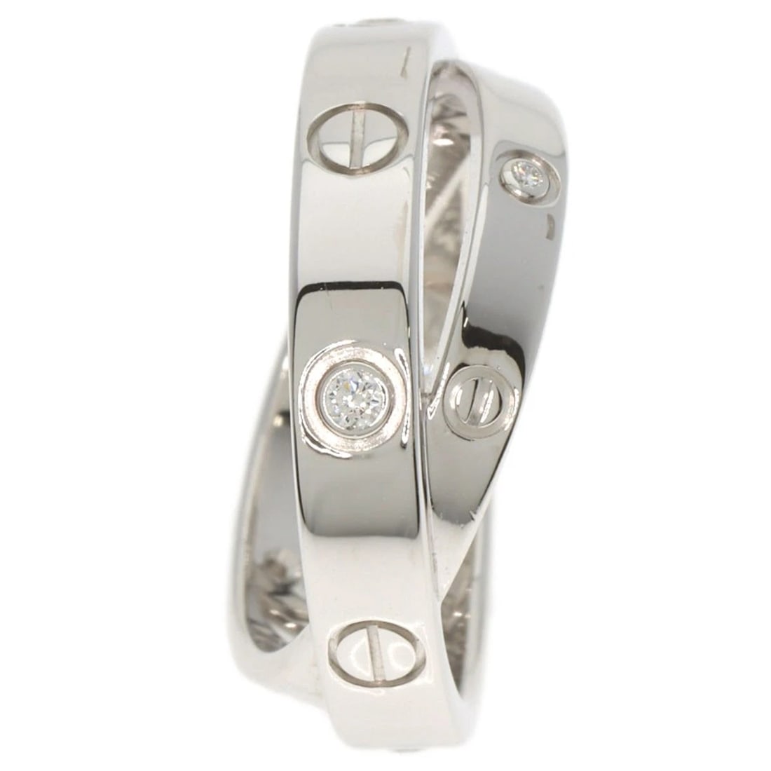 CARTIER BE LOVE 6P DIAMONDRING K18 WHITE GOLD: CARTIER Be Love 6P DiamondRing K18 White Gold Brand: CARTIER Type: Ring Material: K18 White Gold, Main Stone/Creation Natural Color: Exterior Color Silver Size: 3.75 (US) Accessories: None