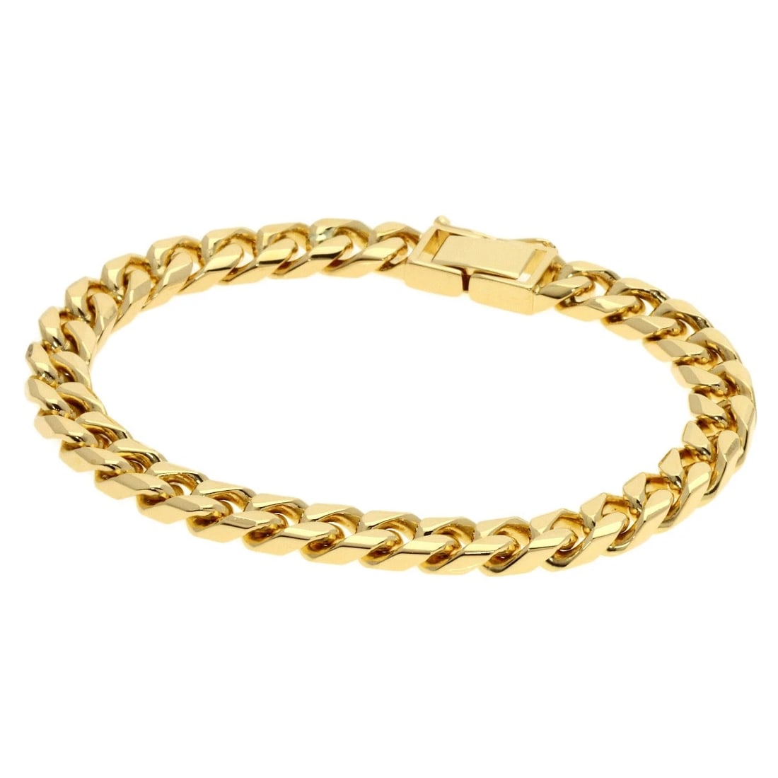 CURB CHAIN KIHEI 8 SIDES BRACELET K18 YELLOW GOLD: Curb chain Kihei 8 sides Bracelet K18 Yellow Gold Brand: SELECT JEWELRY Type: Bracelet Material: K18 Yellow Gold, Color: Exterior Color Gold Size: Chain Width:2.8inch/7.0mm Inner