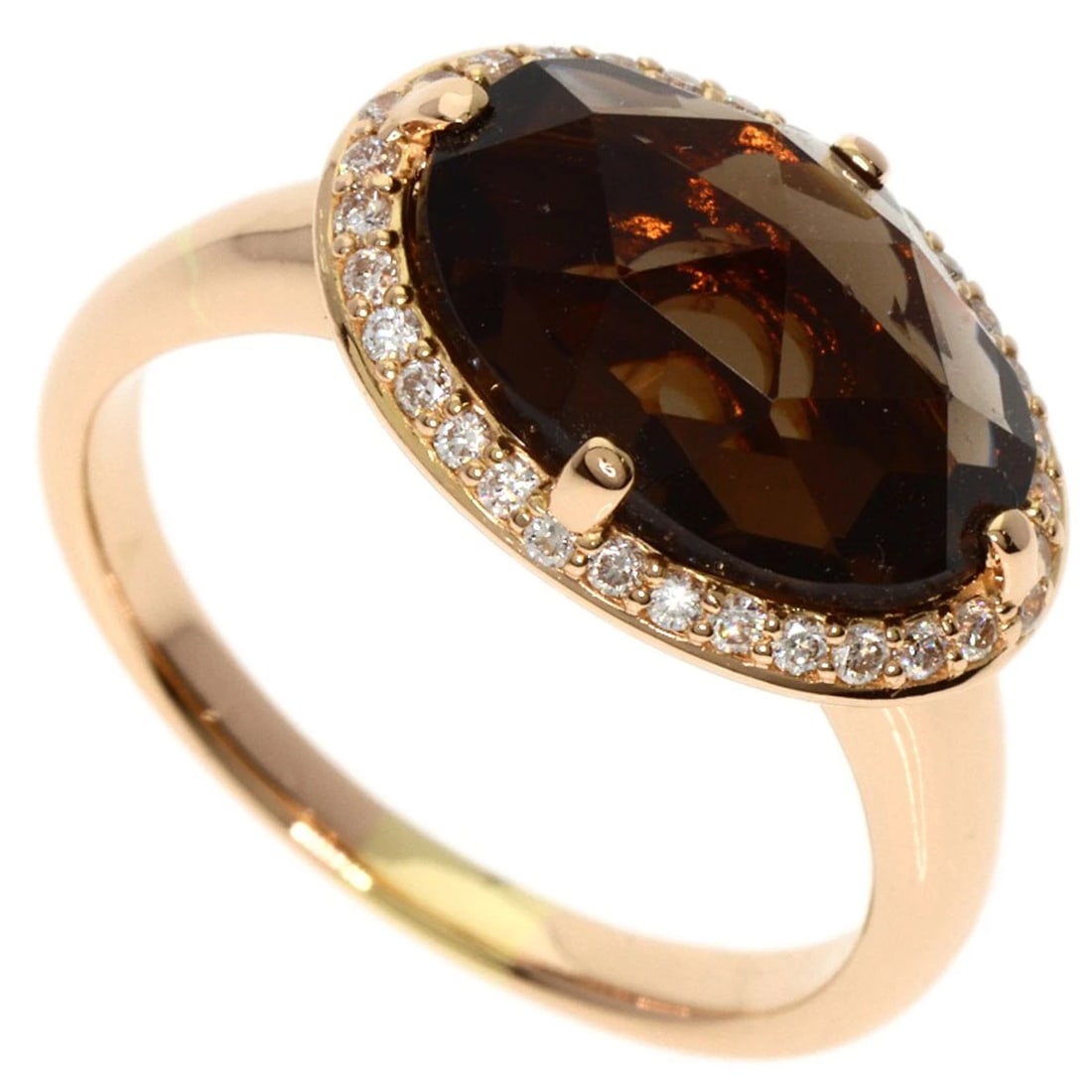 PONTE VECCHIO SMOKY QUARTZ DIAMOND RING: Ponte Vecchio Smoky Quartz Diamond Ring Brand: Ponte Vecchio Type: Ring Material: K18 Pink Gold, Main Stone/Creation Natural Color: Exterior Color Gold Size: 6.5 (US) Accessories: None