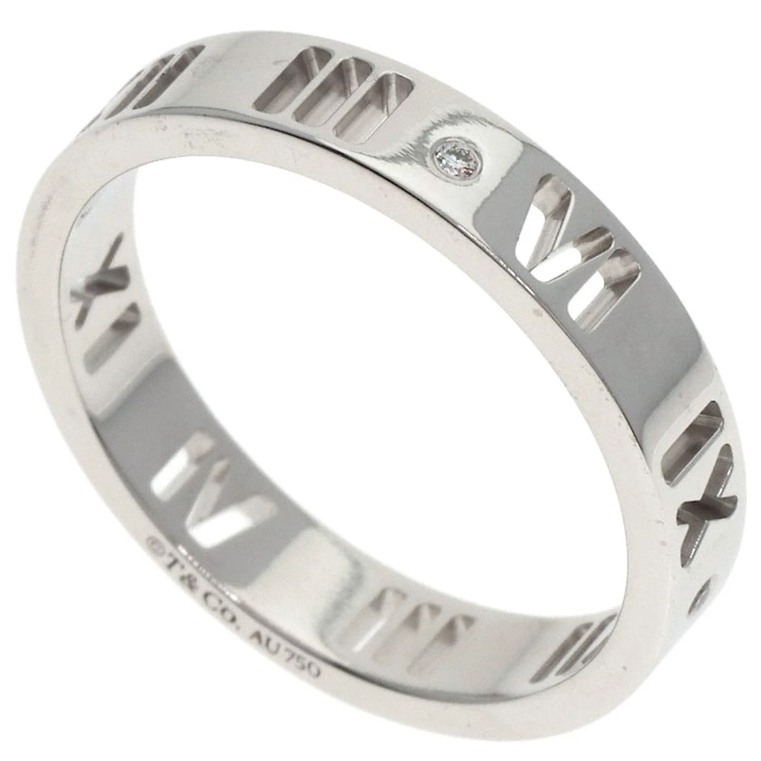 TIFFANY&CO. PIERCED ATLAS 4P DIAMOND RING: TIFFANY&Co. Pierced Atlas 4P Diamond Ring Brand: TIFFANY&Co. Type: Ring Material: K18 White Gold, Main Stone/Creation Natural Color: Exterior Color Silver Size: 5.75 (US) Accessories: None