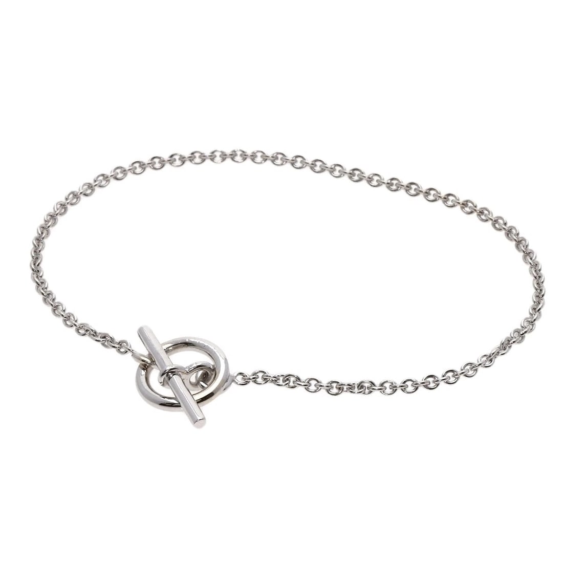 HERMES MINI SHANE DUNKLE BRACELET K18 WHITE GOLD: HERMES Mini Shane Dunkle Bracelet K18 White Gold Brand: HERMES Type: Bracelet Material: K18 White Gold, Color: Exterior Color Silver Size: Chain Width:0.7inch/1.8mm Inner