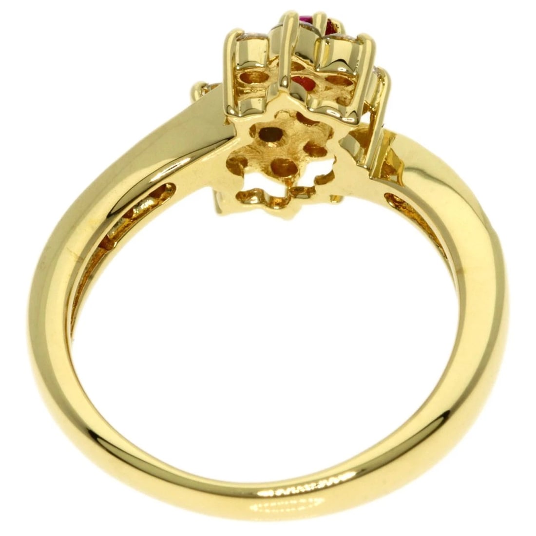 MIKIMOTO FLOWER MOTIF DIAMOND SAPPHIRE RUBY RING - 2