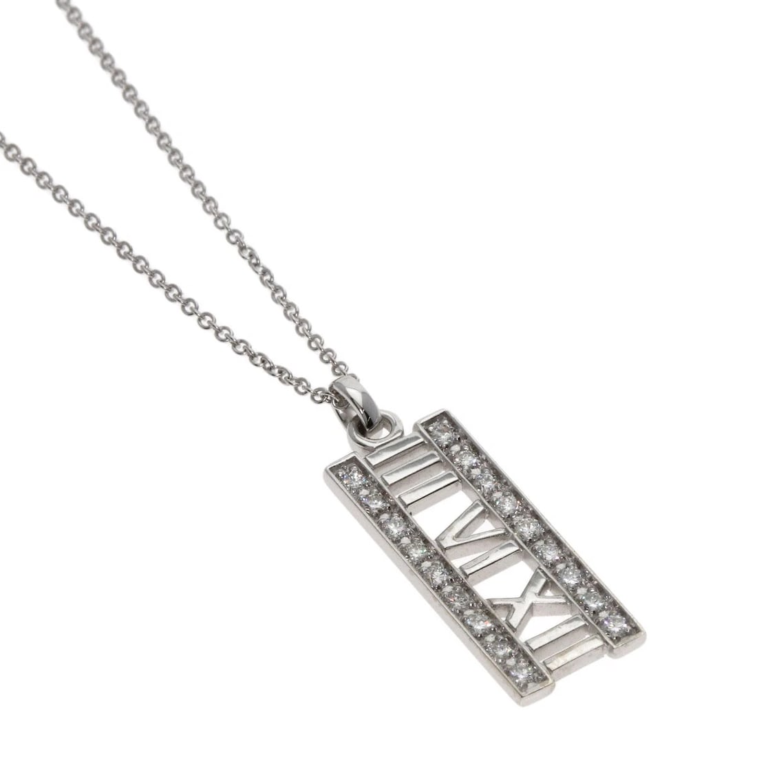 TIFFANY&CO. ATLAS BAR DIAMOND NECKLACE: TIFFANY&Co. Atlas bar Diamond Necklace Brand: TIFFANY&Co. Type: Necklace Material: K18 White Gold, Main Stone/Creation Natural Color: Exterior Color Silver Size: Chain Length:16.1inch/41cm