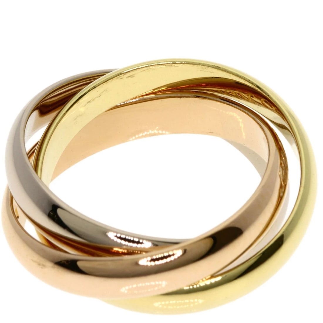 CARTIER TRINITY RING K18 YELLOW GOLD K18 WHITE GOLD: CARTIER Trinity Ring K18 Yellow Gold K18 White Gold Brand: CARTIER Type: Ring Material: K18 Yellow Gold/K18 White Gold/18K Pink Gold, Color: Exterior Color Gold Size: 5 (US) Accessories: None