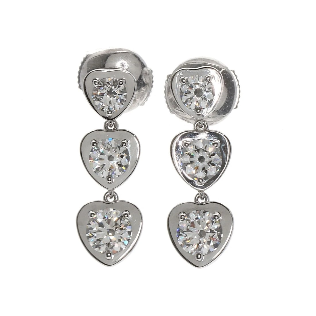 CARTIER DIAMANT LÉGER HEART DIAMOND EARRING: CARTIER Diamant Léger Heart Diamond earring Brand: CARTIER Type: earring Material: K18 White Gold, Main Stone/Creation Natural Color: Exterior Color Silver Size: Top Size:0.8inch/20x6.7x4.5mm Ac