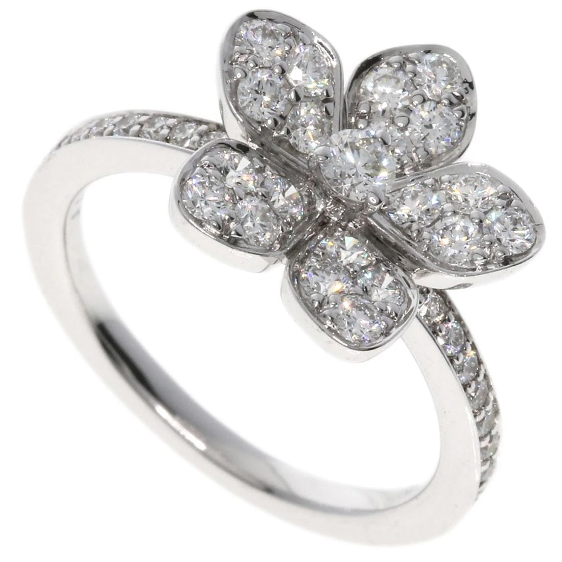 GRAFF WILDFLOWER DIAMOND RING K18 WHITE GOLD: GRAFF Wildflower Diamond Ring K18 White Gold Brand: GRAFF Type: Ring Material: K18 White Gold, Main Stone/Creation Natural Color: Exterior Color Silver Size: 3.75 (US) Accessories: None Ac