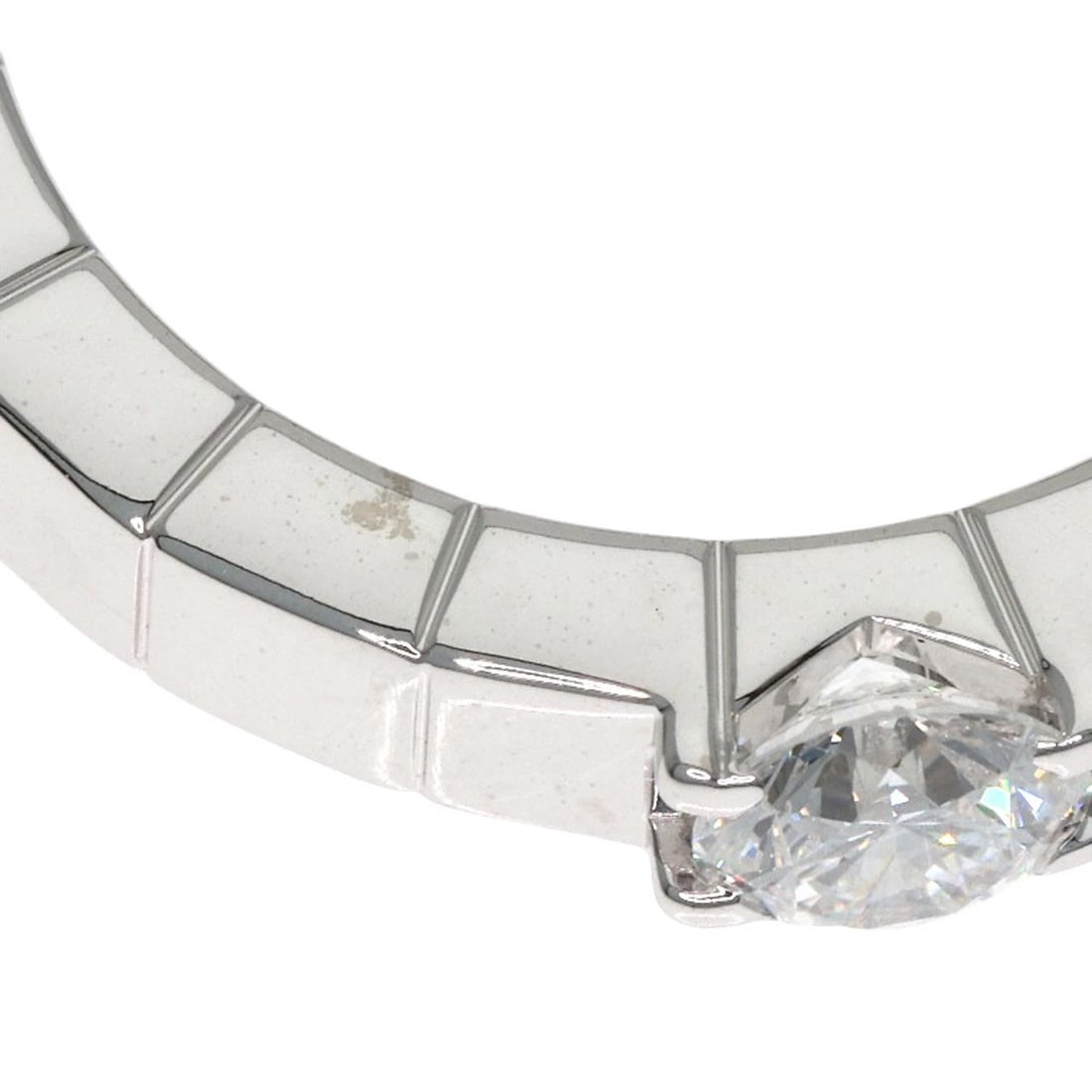 CARTIER LANIER 1P DIAMOND RING K18 WHITE GOLD: CARTIER Lanier 1P Diamond Ring K18 White Gold Brand: CARTIER Type: Ring Material: K18 White Gold, Main Stone/Creation Natural Color: Exterior Color Silver Size: 3.75 (US) Accessories: None