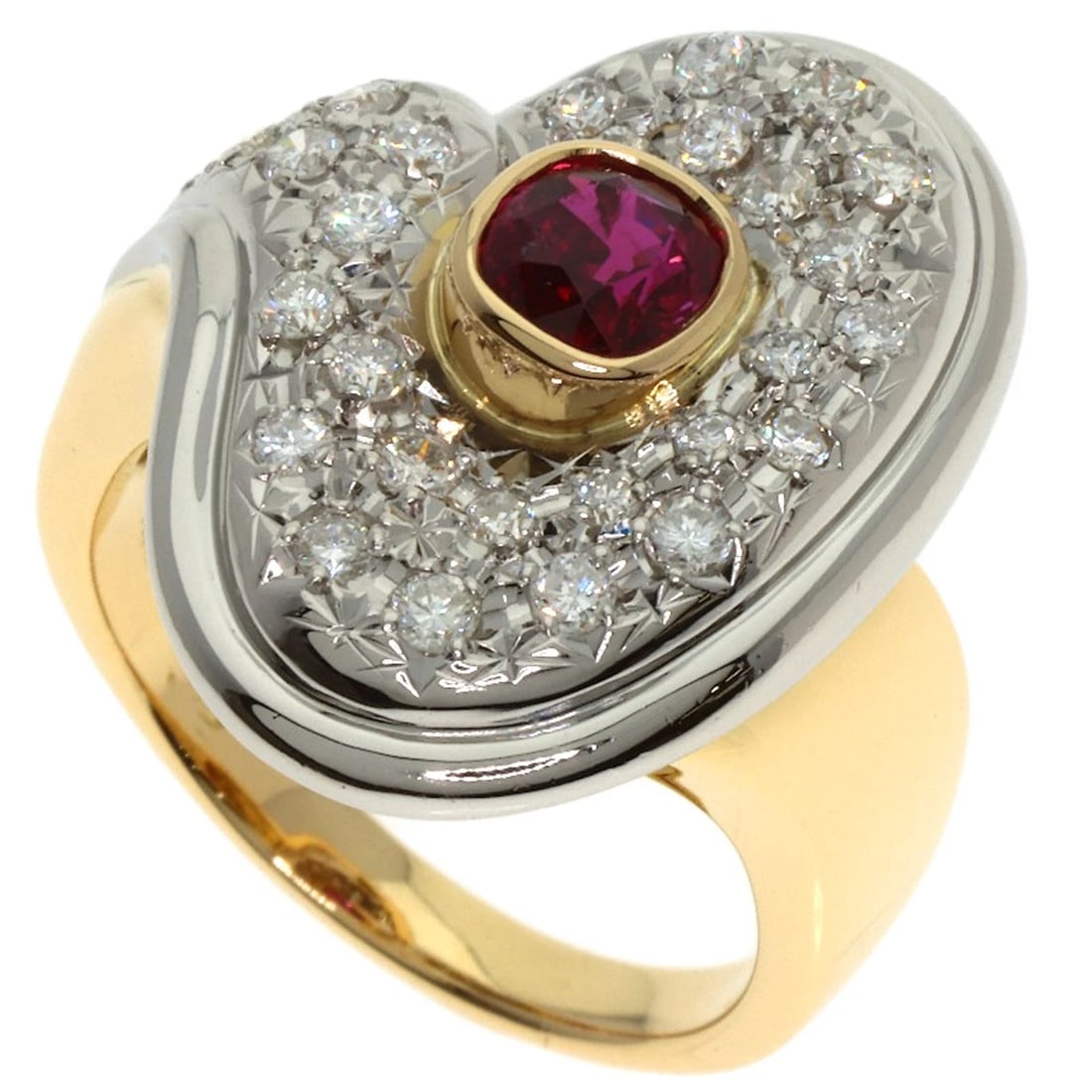 TASAKI RUBY DIAMOND RING PLATINUM PT900 18K YELLOW GOLD (1 of 7)