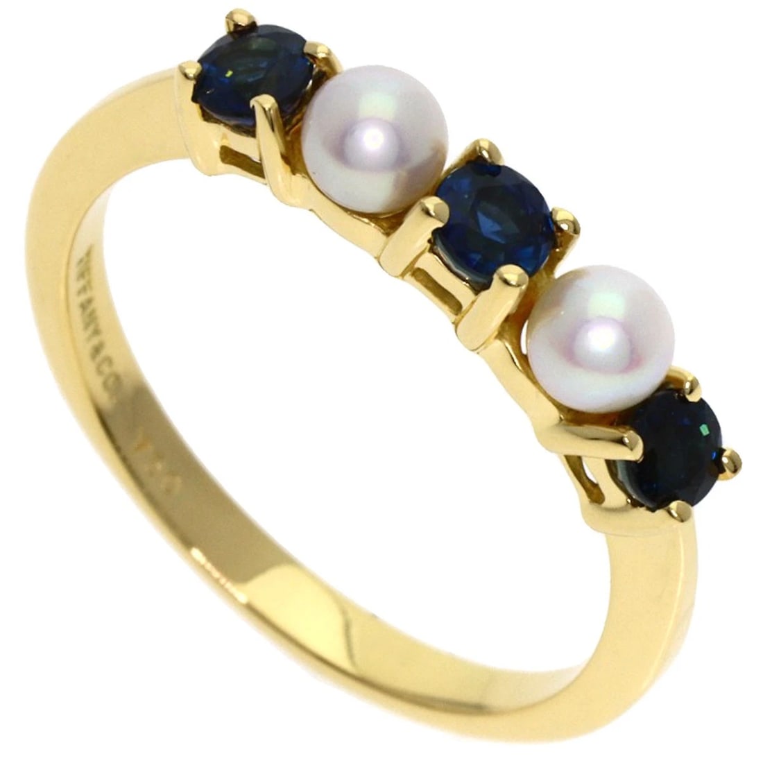 TIFFANY&CO. BABY PEARL SAPPHIRE RING K18 YELLOW GOLD: TIFFANY&Co. Baby Pearl Sapphire Ring K18 Yellow Gold Brand: TIFFANY&Co. Type: Ring Material: K18 Yellow Gold, Color: Exterior Color Gold Size: 4.75 (US) Accessories: None Accessories Notice: