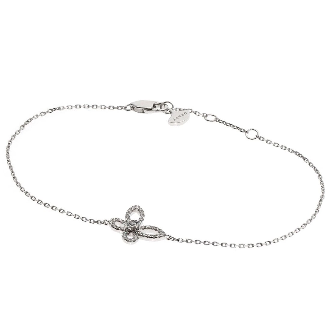 GRAFF MINI BUTTERFLY DIAMOND BRACELET K18 WHITE GOLD: GRAFF Mini Butterfly Diamond Bracelet K18 White Gold Brand: GRAFF Type: Bracelet Material: K18 White Gold, Main Stone/Creation Natural Color: Exterior Color Silver Size: Chain