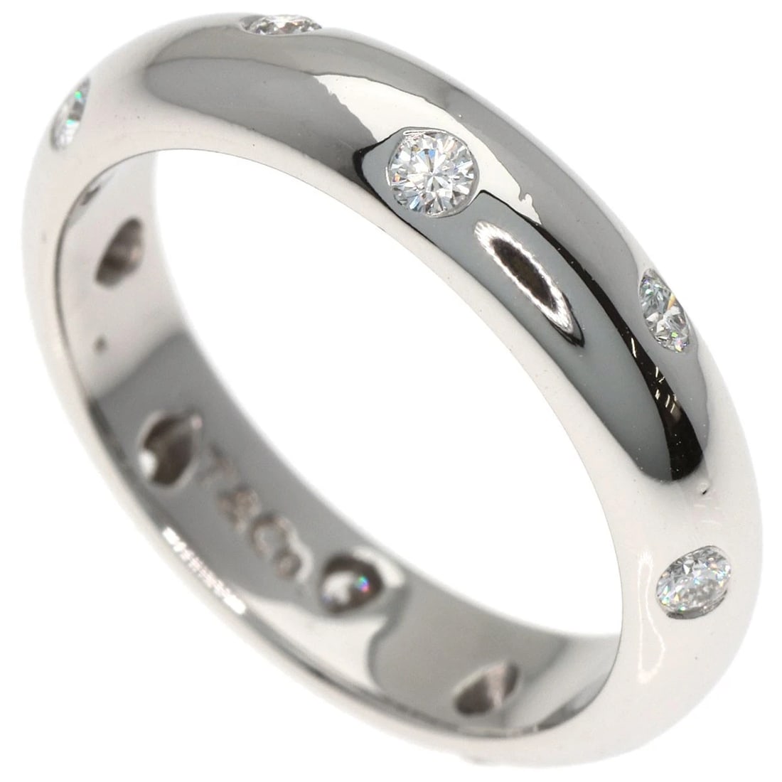 TIFFANY&CO. DOTS DIAMOND RING PLATINUM PT950: TIFFANY&Co. Dots Diamond Ring Platinum PT950 Brand: TIFFANY&Co. Type: Ring Material: Platinum PT950, Main Stone/Creation Natural Color: Exterior Color Silver Size: 5.25 (US) Accessories: None