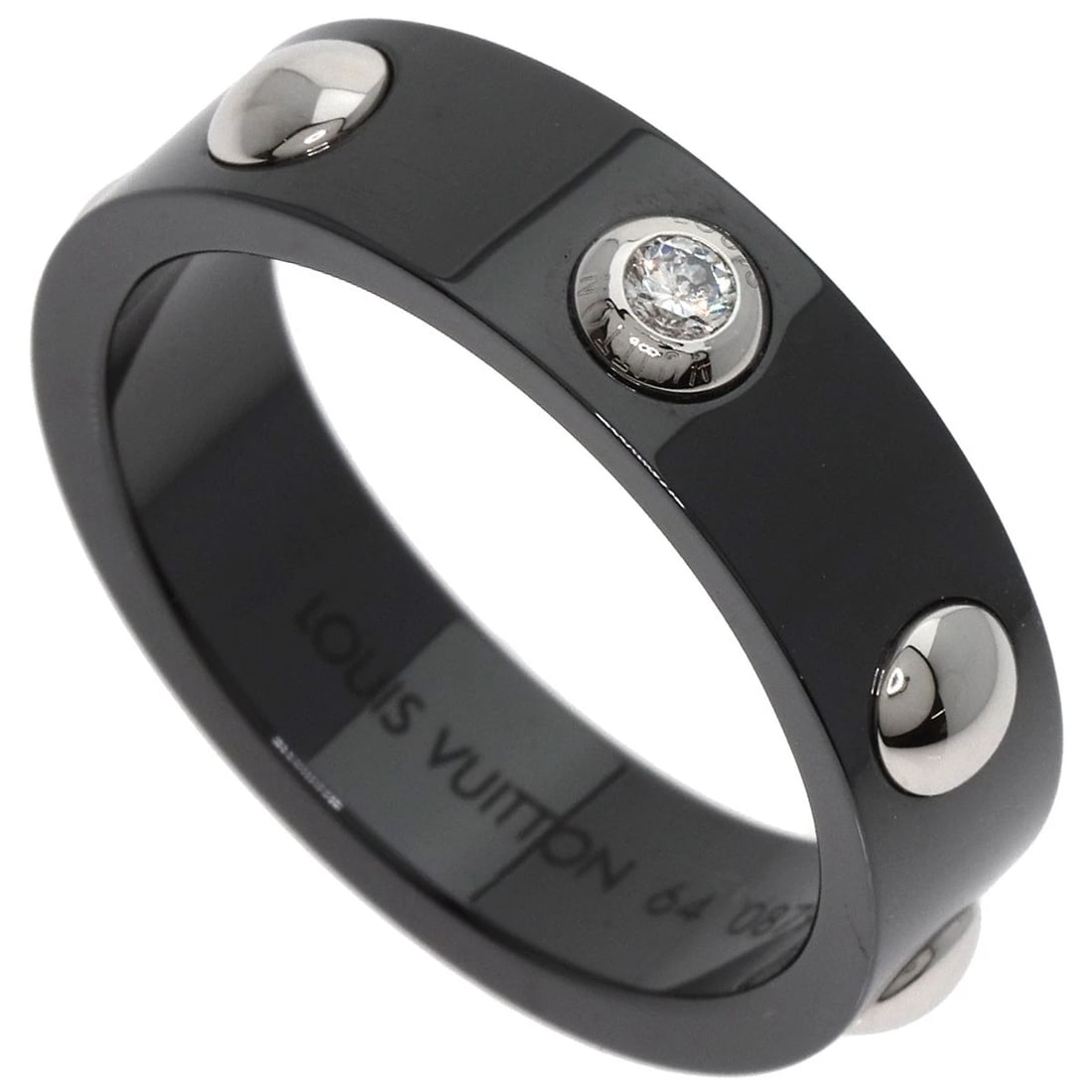 LOUIS VUITTON PETITE BERG CREW 1P DIAMOND RING: LOUIS VUITTON Petite Berg Crew 1P Diamond Ring Brand: LOUIS VUITTON Type: Ring Material: Ceramic/PT900, Main Stone/Creation Natural Color: Exterior Color black Size: 11.25 (US) Accessories: None