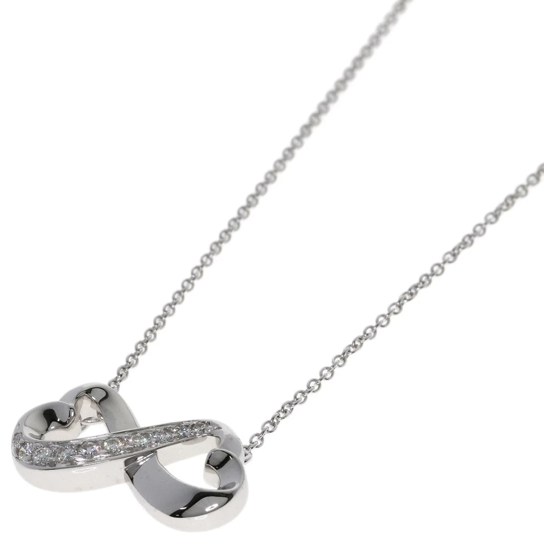 TIFFANY&CO. DOUBLE LOVING HEART DIAMOND NECKLACE: TIFFANY&Co. Double Loving Heart Diamond Necklace Brand: TIFFANY&Co. Type: Necklace Material: K18 White Gold, Main Stone/Creation Natural Color: Exterior Color Silver Size: Chain Length:16.5inch/42