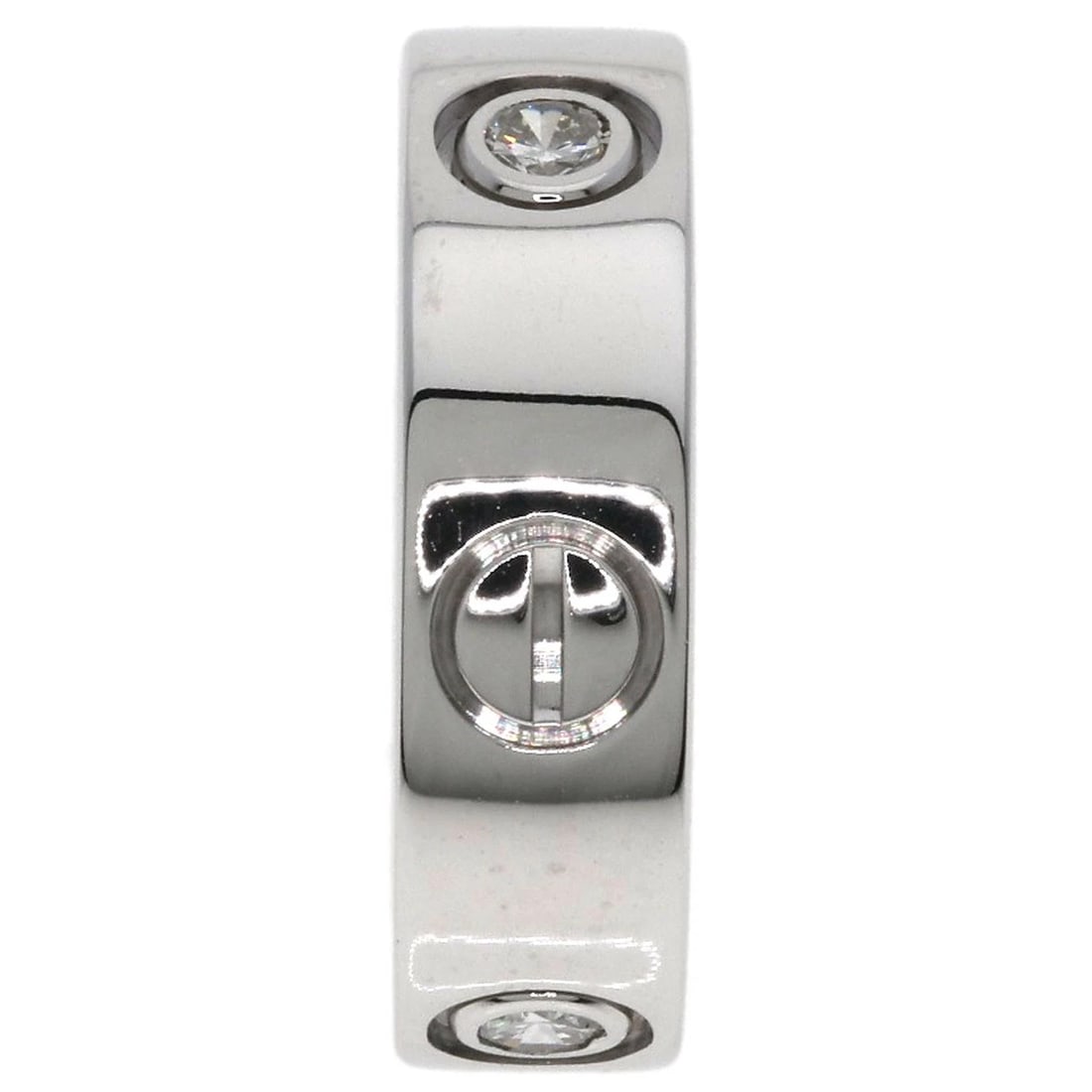 CARTIER LOVE RING HALF DIAMOND RING K18 WHITE GOLD: CARTIER love ring half diamond Ring K18 White Gold Brand: CARTIER Type: Ring Material: K18 White Gold, Main Stone/Creation Natural Color: Exterior Color Silver Size: 5 (US) Accessories: None
