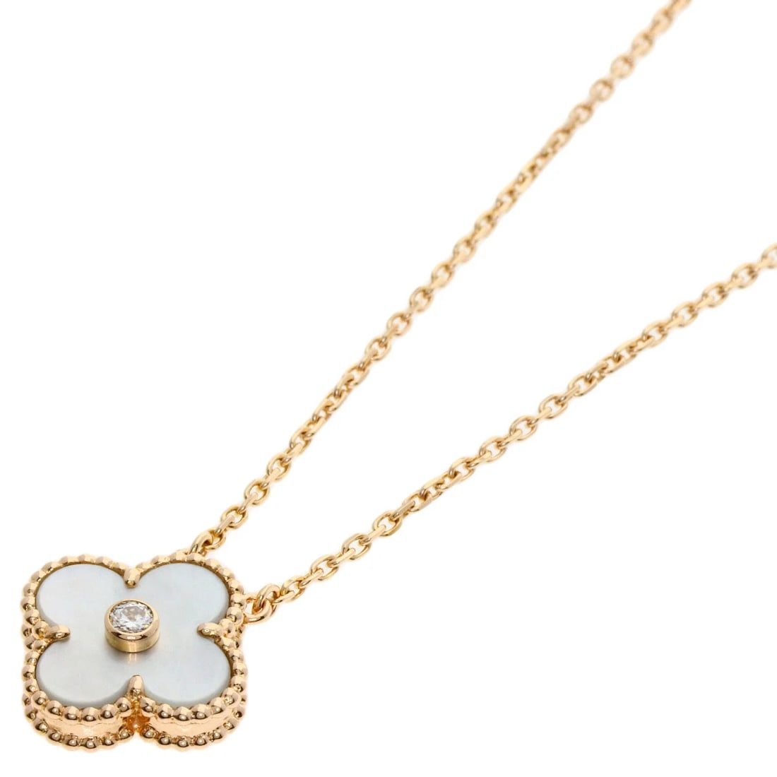 VAN CLEEF & ARPELS VINTAGE ALHABRA SHELL NECKLACE: Van Cleef & Arpels Vintage Alhabra Shell Necklace Brand: Van Cleef & Arpels Type: Necklace Material: K18 Pink Gold, Color: Exterior Color Gold Size: Chain Length:16.3inch/41.5cm Chain