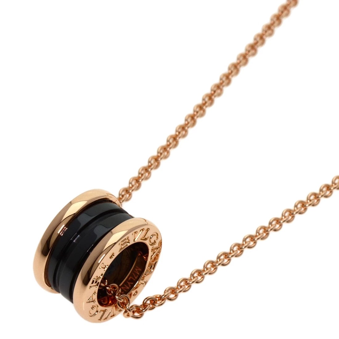 BVLGARI B.ZERO1 BLACK CERAMIC NECKLACE K18 PINK GOLD: BVLGARI B.zero1 Black Ceramic Necklace K18 Pink Gold Brand: BVLGARI Type: Necklace Material: K18 Pink Gold, Color: Exterior Color Gold Size: Chain Length:17.7inch/45cm Chain