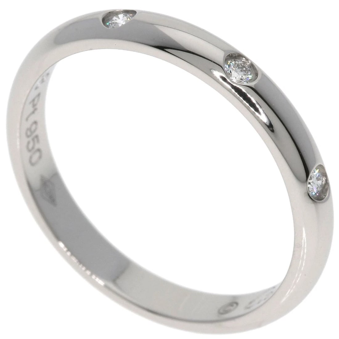 CARTIER WEDDING 3P DIAMOND RING PLATINUM: CARTIER Wedding 3P Diamond Ring Platinum Brand: CARTIER Type: Ring Material: Platinum PT950, Main Stone/Creation Natural Color: Exterior Color Silver Size: 4.25 (US) Accessories: None