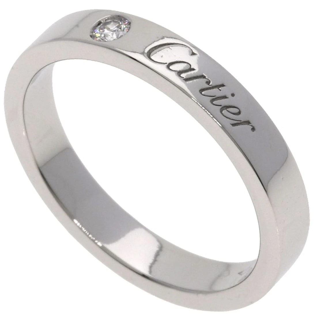 CARTIER ENGRAVED 1P DIAMOND RING PLATINUM PT950 (1 of 3)