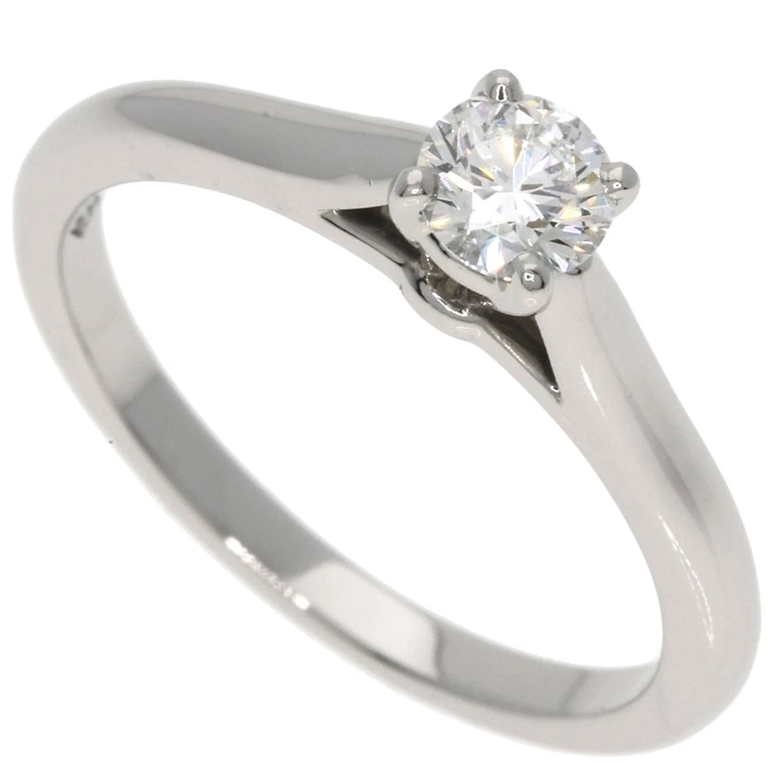 CARTIER SOLITAIRE DIAMOND RING PLATINUM PT950: CARTIER Solitaire Diamond Ring Platinum PT950 Brand: CARTIER Type: Ring Material: Platinum PT950, Main Stone/Creation Natural Color: Exterior Color Silver Size: 4.25 (US) Accessories: None