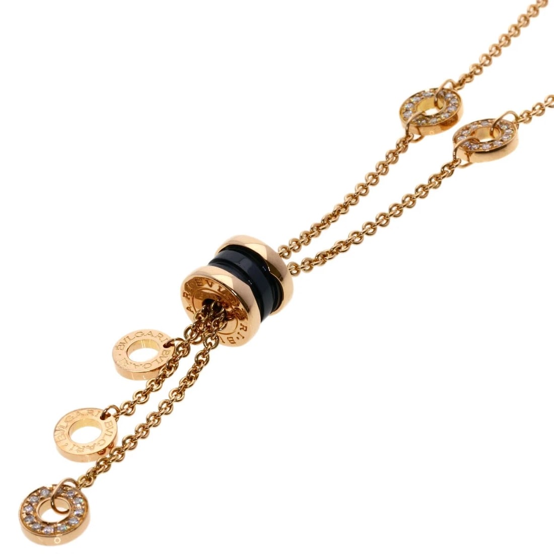 BVLGARI B.ZERO1 ELEMENT DIAMOND CERAMIC NECKLACE: BVLGARI B.zero1 Element Diamond Ceramic Necklace Brand: BVLGARI Type: Necklace Material: K18 Pink Gold, Main Stone/Creation Natural Color: Exterior Color Gold Size: Chain Length:17.7inch/45cm Chai
