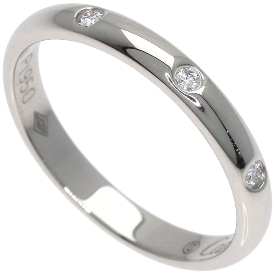 CARTIER CLASSIC WEDDING 3P DIAMOND RING: CARTIER Classic Wedding 3P Diamond Ring Brand: CARTIER Type: Ring Material: Platinum PT950, Main Stone/Creation Natural Color: Exterior Color Silver Size: 5 (US) Accessories: None Accessor