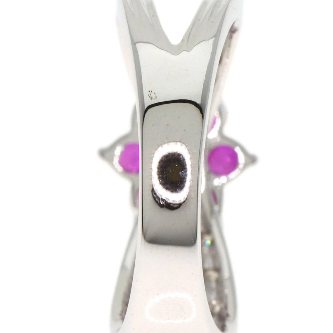 FLOWER DIAMOND RUBY RING K14 WHITE GOLD - 3