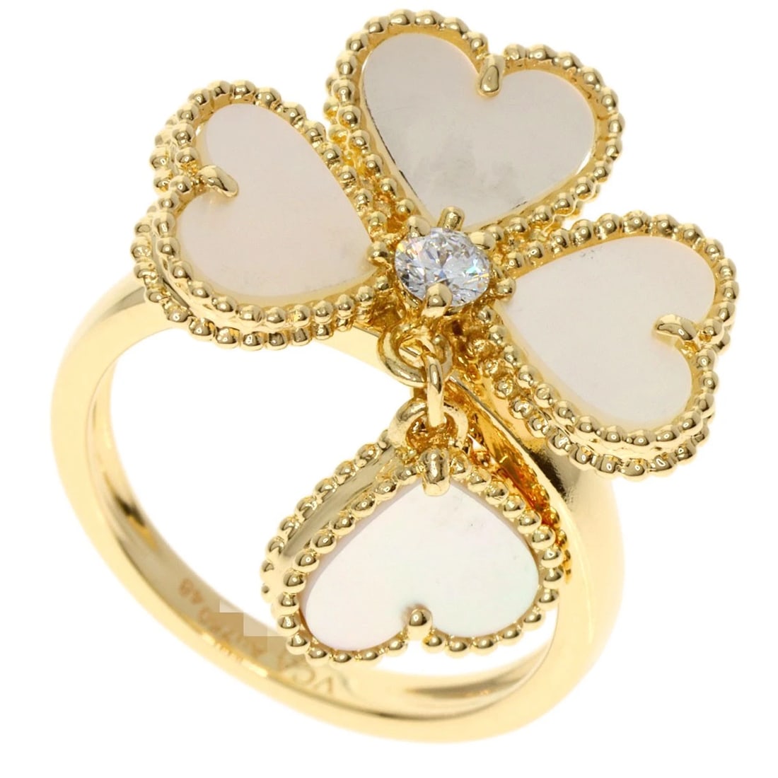 VAN CLEEF & ARPELS SWEETHEART F YEARAGE SHELL DIAMOND RING: Van Cleef & Arpels Sweetheart F Yearage Shell Diamond Ring Brand: Van Cleef & Arpels Type: Ring Material: K18 Yellow Gold, Color: Exterior Color Gold Size: 4.25 (US) Accessories: None Acce