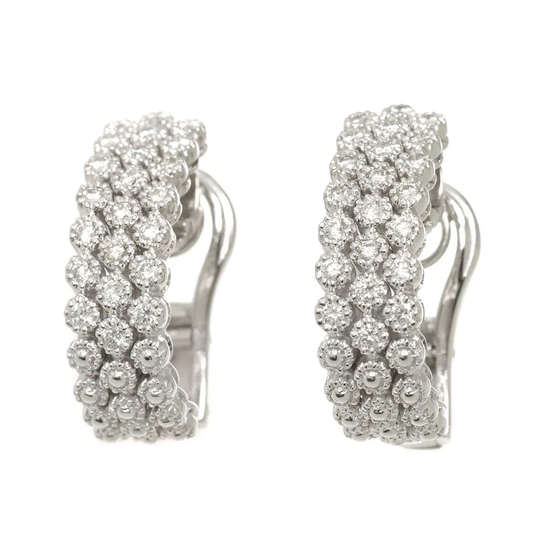 DIAMOND EARRINGS PIERCED CLIP ON: Diamond Earrings Pierced Clip on Brand: Unbranded Type: Earrings Material: 750 White Gold, Main Stone/Creation Natural Color: White Gold Size: W 6.8 X H 22.1mm Accessories: None Accessories