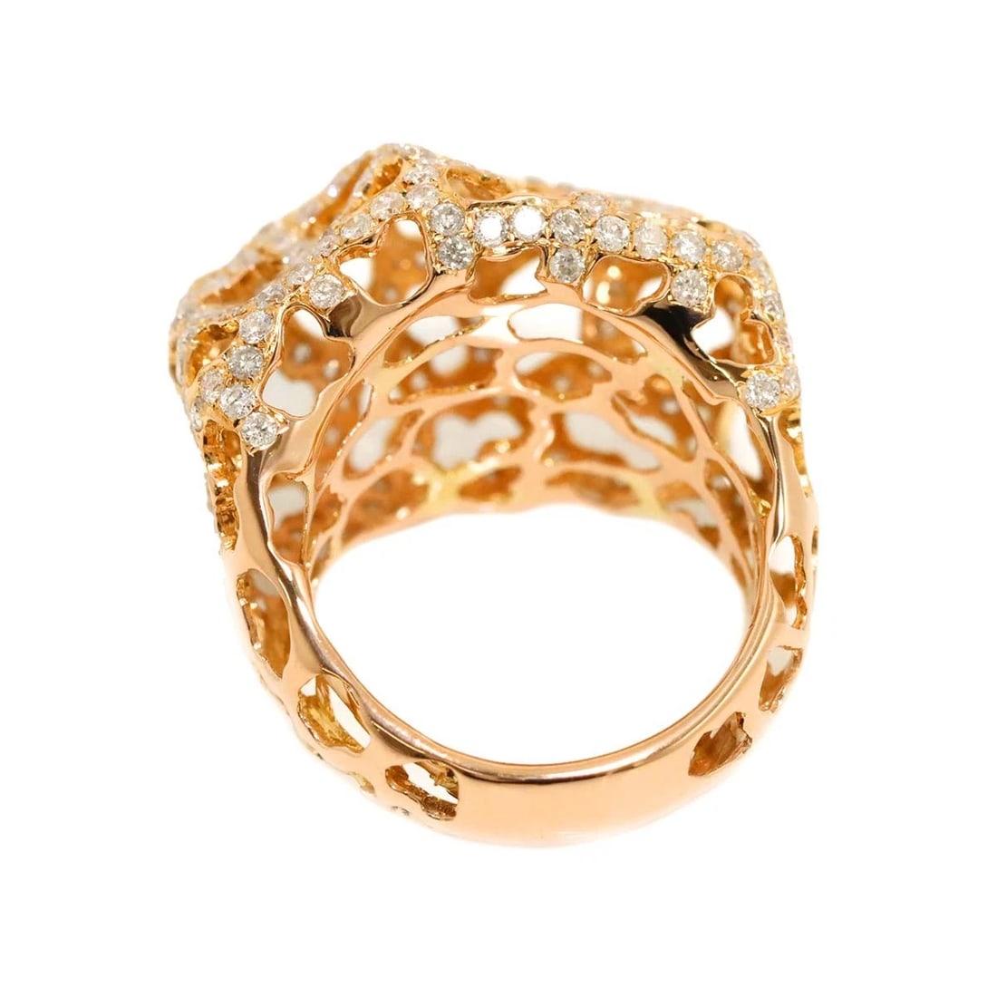 DIAMOND RING 18K PG PINK GOLD: Diamond Ring 18K PG Pink Gold Brand: Unbranded Type: Ring Material: 750 Pink Gold, Main Stone/Creation Natural Color: Pink Gold Size: 6.75-7.25 (US) Accessories: None Accessories Notice: When