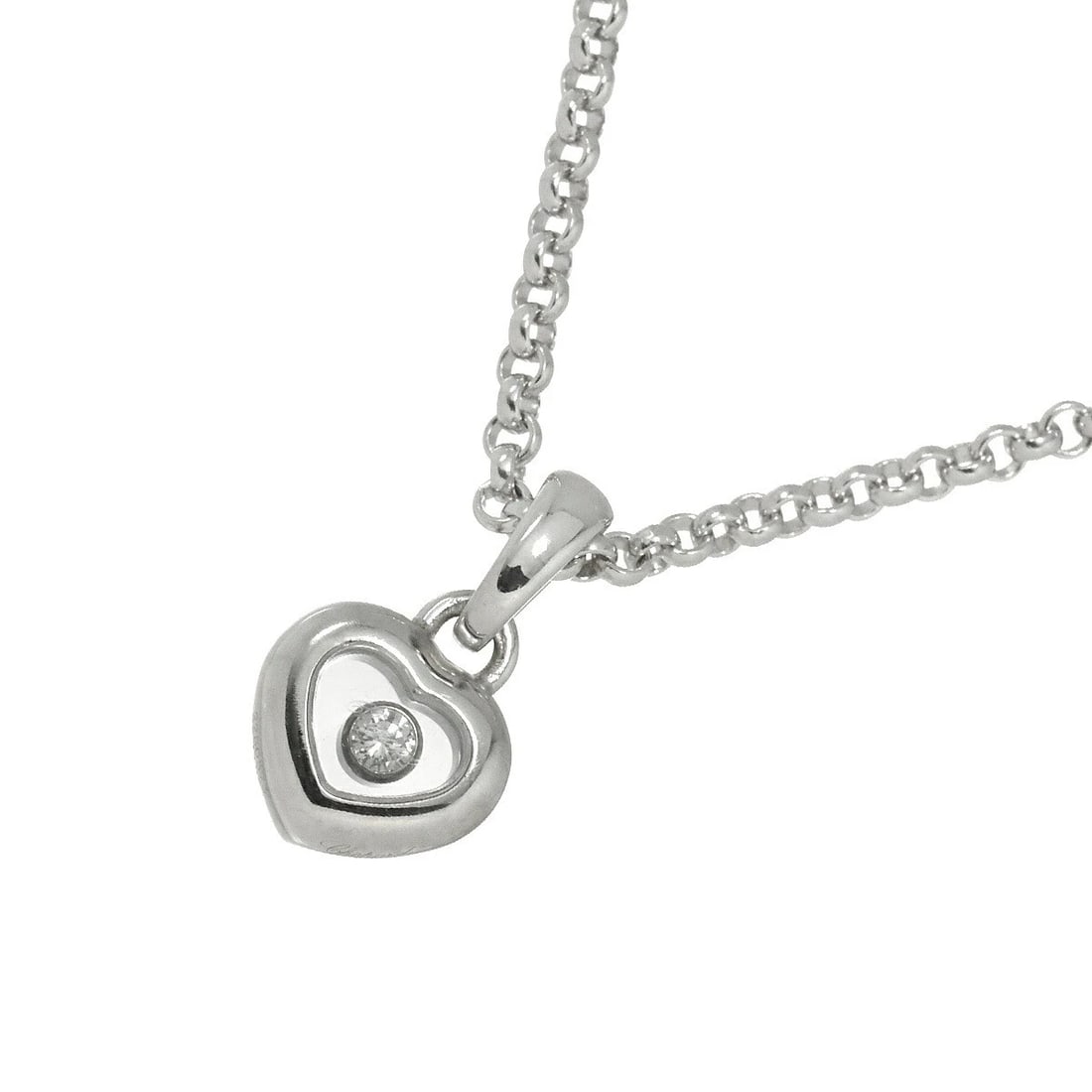 CHOPARD HAPPY DIAMOND HEART NECKLACE: Chopard Happy Diamond Heart Necklace Brand: Chopard Type: Necklace Material: 750 White Gold, Main Stone/Creation Natural Color: White Gold Size: internal circumference of the chain:16.5inch