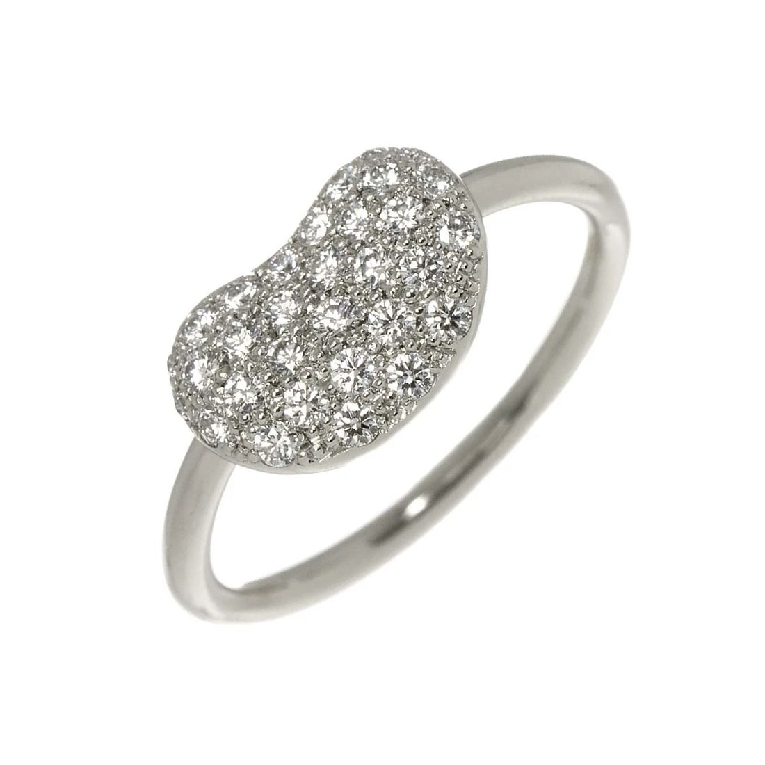 TIFFANY CO. BEAN DIAMOND RING: TIFFANY Co. Bean Diamond Ring Brand: TIFFANY Co. Type: Ring Material: Pt, Main Stone/Creation Natural Color: Platinum Size: 5-5.75 (US) Accessories: None Accessories Notice: When purchasing