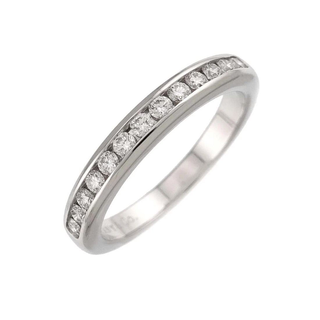 TIFFANY CO. HALF DIAMOND BAND RING PLATINUM: TIFFANY Co. Half Diamond band Ring Platinum Brand: TIFFANY Co. Type: Ring Material: Pt, Main Stone/Creation Natural Color: Platinum Size: 3.75 (US) Accessories: None Accessories Notice: When