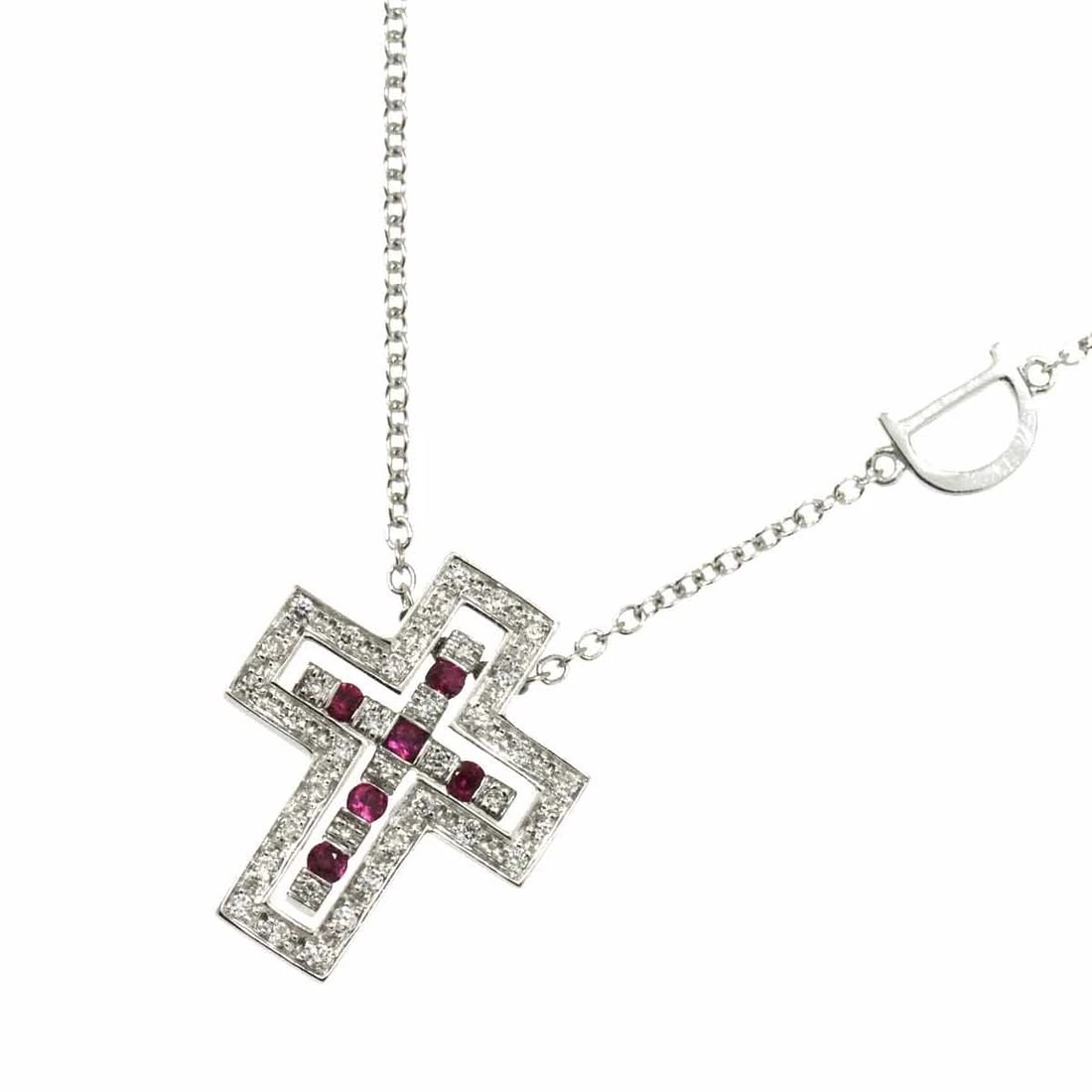 DAMIANI BELLE EPOQUE DIAMOND RUBY CROSS NECKLACE (1 of 5)