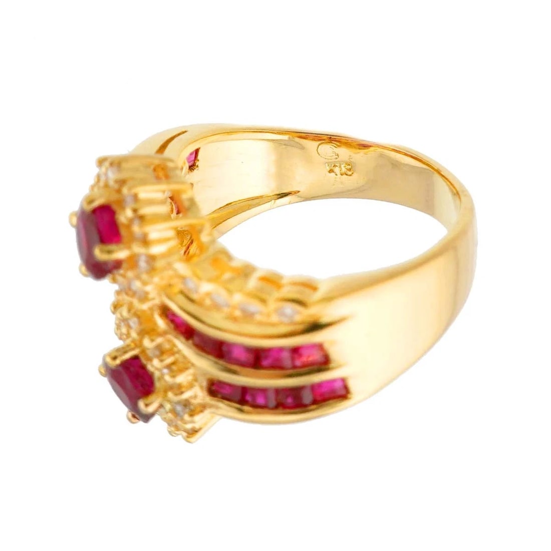 RUBY DIAMOND RING 18K YG - 4