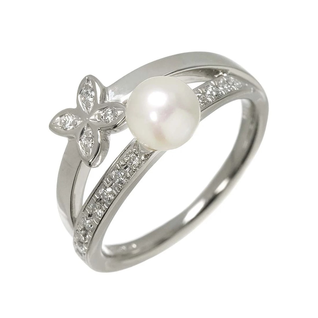 MIKIMOTO AKOYA PEARL DIAMOND RING PLATINUM: MIKIMOTO Akoya Pearl Diamond Ring Platinum Brand: MIKIMOTO Type: Ring Material: Pt, Main Stone/Creation Pearl Color: Platinum Size: 4.75-5 (US) Accessories: None Accessories Notice: When